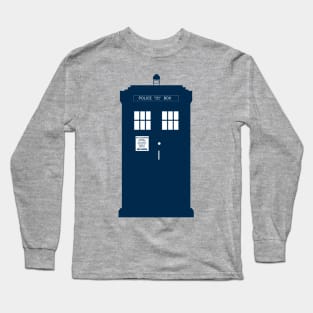 Simple Blue Police Box Silhouette Long Sleeve T-Shirt